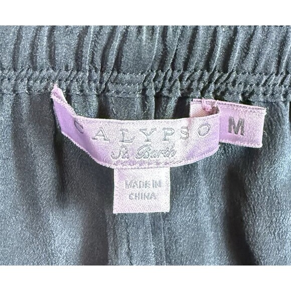 Calypso Saint Barth Womens Drawstring Straight Leg Silk Pants Navy Size Medium - Picture 5 of 7